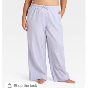 Auden Womens XL Flannel Wide-Leg Pajama Pants Blue Red Striped New with Tags